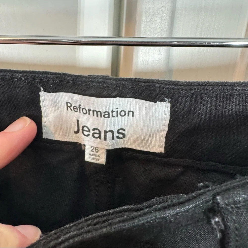 Reformation Cynthia High Rise Straight Jean Seattle Black Size 26 organic cotton